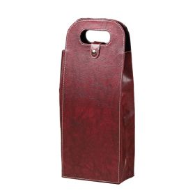 2-Bottle Wine Carrier Bag PU Leather Wine Bottle Tote Bags for Wedding Festival Travel Dinner Party, Red Brown