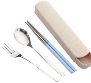 Portable Stainless Steel Flatware Spoon Chopsticks Tableware Set [B]