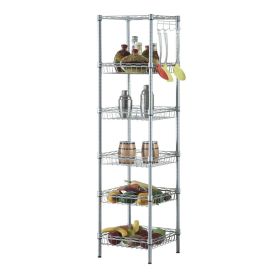 Concise 6 Layers Carbon Steel & PP Storage Rack Silver Gray  YJ