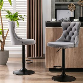Swivel Velvet Barstools Adjusatble Seat Height from 25-33 Inch; Modern Upholstered Bar Stools with Backs Comfortable Tufted for Home Pub and Kitchen I