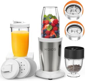 KOIOS PRO 850W Bullet Personal Blender 11 Pieces Set Blender for Kitchen Baby Food 2x17 Oz + 10 Oz Large & Small To-Go Cups;  2 Spout Drinking Lids;