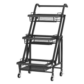 3-Tier Folding Rolling Cart Kitchen/Bedroom/Living Room/Bathroom