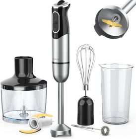 KOIOS 800W Immersion Hand Blender;  Multifunctional 5-in-1 Low Noise Stick Mixer;  9-Speed;  Stainless Steel;  Titanium Plated;  600ml Mixing Beaker;