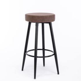 A&A Furniture; Metal Bar Stools; Round Kitchen Counter Stools; Industrial Round Barstool; Bar Chairs; 28 Inch for Counter Pub Height Set of 2 (Brown)