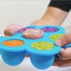7 Holes Egg Bites Molds Silicone with Lid Reusable Baby Food Storage Container Freezer Ice Cube Trays Steamed Cake Mold Egg Poacher Instant Pot Access
