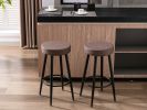 A&A Furniture; Metal Bar Stools; Round Kitchen Counter Stools; Industrial Round Barstool; Bar Chairs; 28 Inch for Counter Pub Height Set of 2 (Brown)