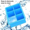 Food Grade Silicone 6 Grids Square Ice Cube Tray Maker Mold Container with Lid