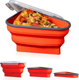 Reusable Pizza Storage Container with 5 Microwavable Serving Trays - Adjustable Pizza Slice Container to Organize & Save Space - BPA Free, Microwave, (Color: Red)