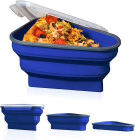 Reusable Pizza Storage Container with 5 Microwavable Serving Trays - Adjustable Pizza Slice Container to Organize & Save Space - BPA Free, Microwave, (Color: Blue)