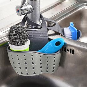 Home Storage Drain Basket Kitchen Sink Holder Adjustable Soap Sponge Shlf Hanging Drain Basket Bag Kitchen Accessories (Color: Blue Original)