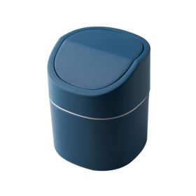 Desktop Mini Trash Can Pressing Cover Dustbin Home Plastic Waste Bin Office Small Garbage Basket Sundries Barrel Cleaning Tools (Capacity: 2L, Color: Rolling cover blue)