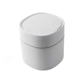 Desktop Mini Trash Can Pressing Cover Dustbin Home Plastic Waste Bin Office Small Garbage Basket Sundries Barrel Cleaning Tools (Capacity: 2L, Color: Pressing cover white)
