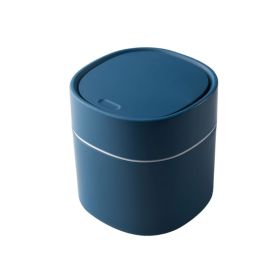 Desktop Mini Trash Can Pressing Cover Dustbin Home Plastic Waste Bin Office Small Garbage Basket Sundries Barrel Cleaning Tools (Capacity: 2L, Color: Pressing cover blue)