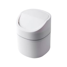 Desktop Mini Trash Can Pressing Cover Dustbin Home Plastic Waste Bin Office Small Garbage Basket Sundries Barrel Cleaning Tools (Capacity: 2L, Color: Rolling cover white)