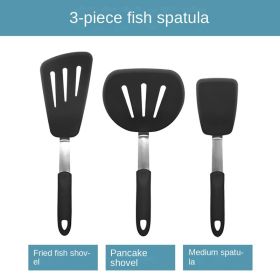 Japanese silica gel frying shovel frying egg shovel frying beef steak leaky shovel non stick pan is applicable to silica gel spatula kitchen tool colo (size: Fried fish spatula (3 pieces))