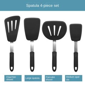 Japanese silica gel frying shovel frying egg shovel frying beef steak leaky shovel non stick pan is applicable to silica gel spatula kitchen tool colo (size: Fried shovel 4 pieces set)