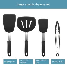 Japanese silica gel frying shovel frying egg shovel frying beef steak leaky shovel non stick pan is applicable to silica gel spatula kitchen tool colo (size: Big frying shovel 4-piece set)