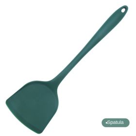 The manufacturer produces silica gel kitchenware; silica gel shovel; non stick pot; special silica gel spatula set; high temperature resistant soup sp (size: Dark green silicone shovel)
