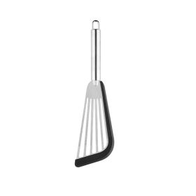 Silicone fish spatula non stick pan fried egg pancake spatula 430 stainless steel silicone steak spatula kitchen fish flipping spatula (size: Black (primary color handle))
