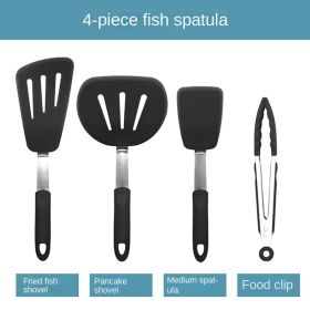 Japanese silica gel frying shovel frying egg shovel frying beef steak leaky shovel non stick pan is applicable to silica gel spatula kitchen tool colo (size: Fish Scoop Set of 4)