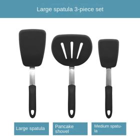 Japanese silica gel frying shovel frying egg shovel frying beef steak leaky shovel non stick pan is applicable to silica gel spatula kitchen tool colo (size: Big frying shovel 3 pieces)