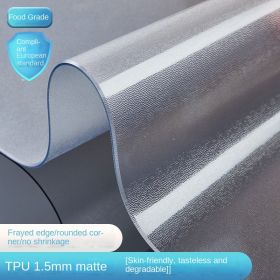 Transparent pvc soft plastic glass tablecloth; waterproof; oil proof; disposable tablecloth; tea table mat; crystal plate; Amazon (colour: No shrink 1.5mm TPU sanding, size: 100*100CM)