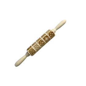Wooden Christmas Rolling Pins Rock Snowflake Elk Embossing Baking Tool Cookies Biscuit Fondant Cake Patterned Roller (Color: R- Small Lattice)