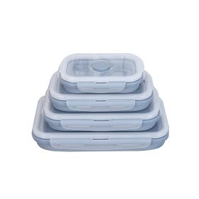 Silicone lunch box (Color: Blue1, size: 350ML)