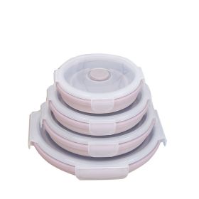 Silicone lunch box (Color: Pink, size: 1100ml)