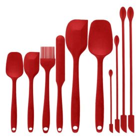 Cooking Baking 10 PCS Spatula Set High Heat Resistant Kitchen Utensil Set (Color: Red, Type: Kitchen Tools)