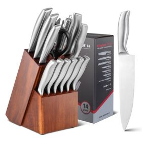 Daily Necessities Kitchen Knife Set Stainless Steel Knife Block Set (Color: As pic show, Type: Style A 14 Pcs)