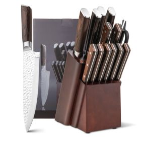 Daily Necessities Kitchen Knife Set Stainless Steel Knife Block Set (Color: As pic show, Type: Style B 15 Pcs)