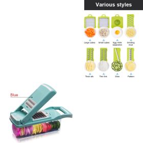 Free shipping Vegetable Slicer Chopper Food Kitchen Onion Potato Peeler Manual Multifunction (Color: Blue)