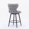 Counter Height 25" Modern Leathaire Fabric bar chairs; 180Â° Swivel Bar Stool Chair for Kitchen; Tufted Gold Nailhead Trim Bar Stools with Metal Legs;